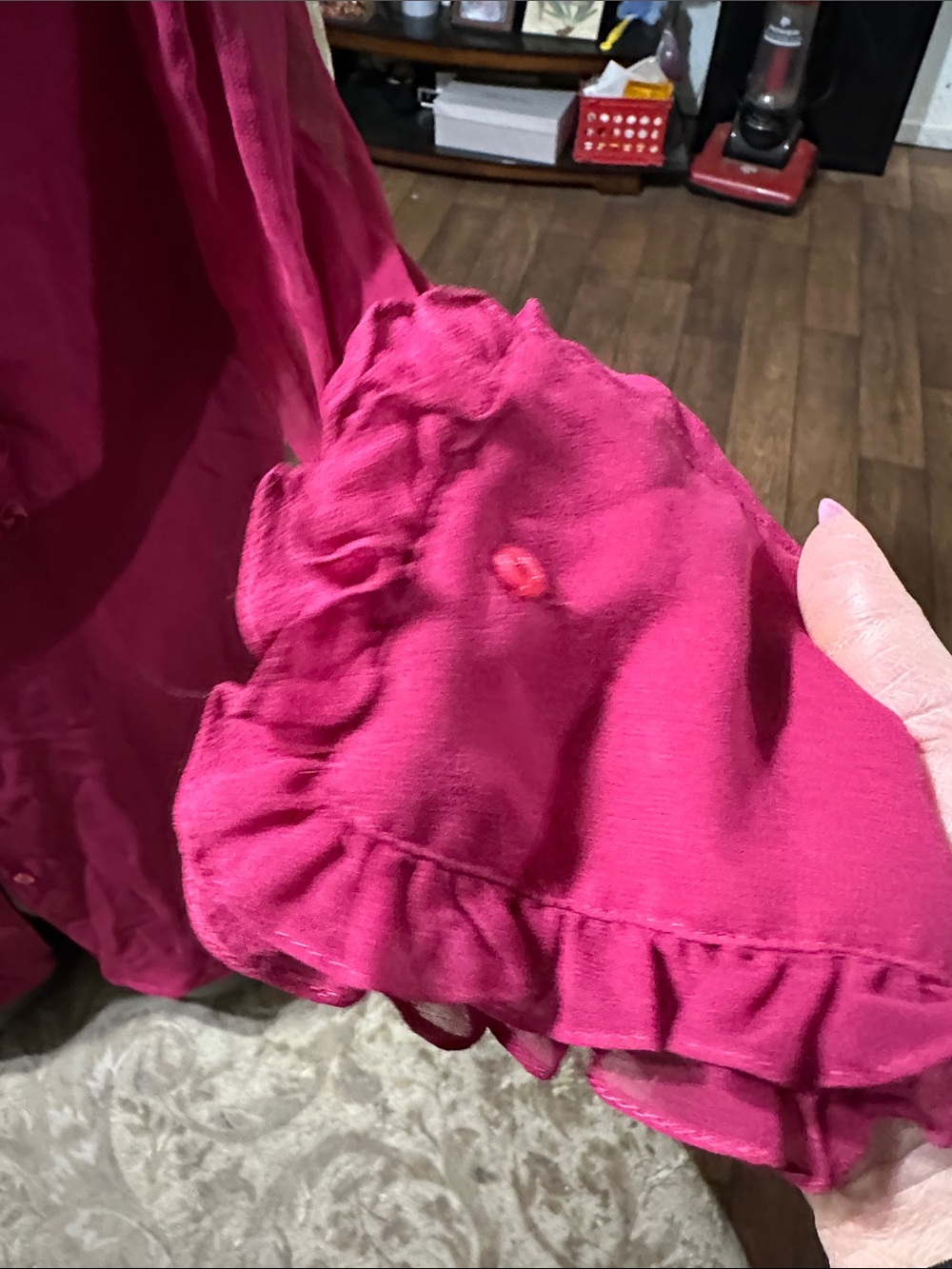 Coldwater Creek Ruffled Button-Front Blouse - Fuchsia - Picture 2 of 7